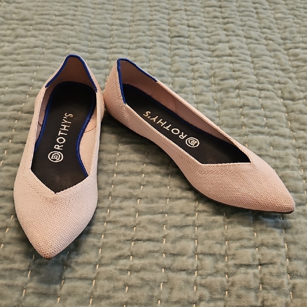 Rothy's Women's Blush Pink Pointed Toe Ballet Flats, Size 8